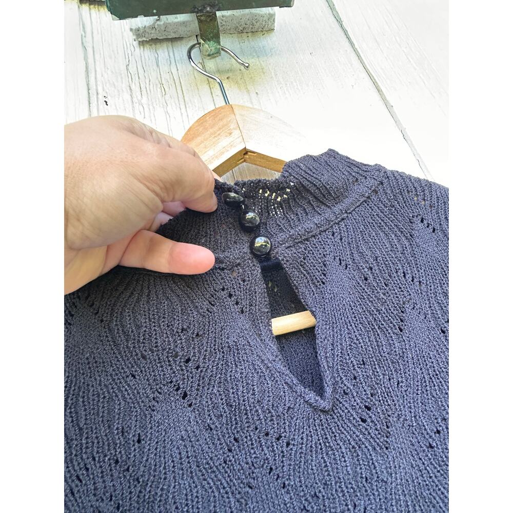 St John Black Label Open Knit Sleeveless Top Medium - Picture 6 of 8